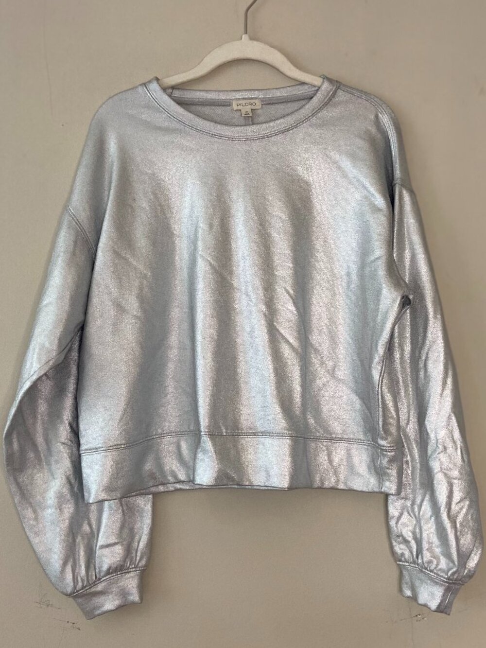 Pilcro Anthropologie Silver Metallic Sweatshirt XS - Picture 3 of 5